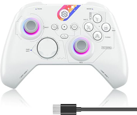 Reddening Wireless Controller compatible with Windows PC, Gaming Gamepad Adapter with 3.5mm Audio Jack, with 3D Joystick/TURBO/Hall-Trigger/RGB Lighting Mode