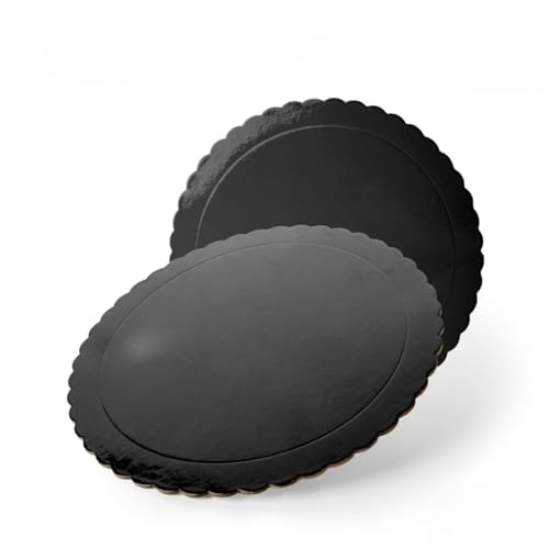 GLOTOMANIA SL Base para Tarta Redonda de 25 cm de Diámetro x 0,3 cm de Altura, Negra, Acabado Ondas (10)