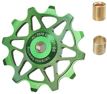YLME Ruote da Fantino per Bicicletta 12T/14T - Cuscinetto in Ceramica MTB Pulegge del Deragliatore - Ruote del Deragliatore Posteriore Ad Alte Prestazioni per MTB E Bici da Strada,Verde,14T
