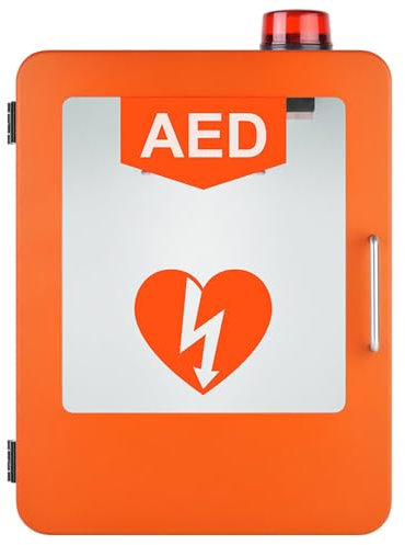 Generico Defibrillatore DAE, Armadietto di Stoccaggio for Defibrillatore DAE Montato A Parete, con Sistema di Allarme per Casa, Scuole, Club,Arancia