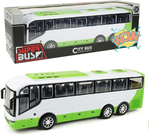 AUTERCO Juguete grande de autobús escolar de 12.5 pulgadas para niños de 3, 4, 5, 6 años, escala 1/30, autobús urbano para niños y niñas, modelo de autos, juguete para bebés, regalo de cumpleaños para