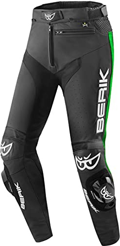 Berik Track Pantaloni di pelle, nero/verde, 56