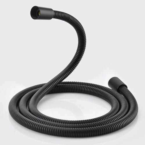 GRICH Shower Hose Extra Long: 71 Inch Metal Cord High-Density Anti-Leak Stainless Steel Shower Head Hose Replacement, Ultra-Flexible & Durable Bathroom Pipe with Solid Brass Insert & Nut, Matte Black