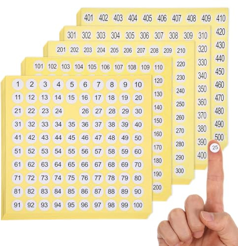 7500 calcomanías de números del 1 al 500, 15 juegos de etiquetas redondas consecutivas, calcomanías autoadhesivas de números pequeños de 0.4 pulgadas, calcomanías de inventario para organización en