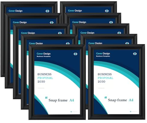 10 Pack A4 Snap Frame,Aluminium Clip Frame for Wall Display,Front Opening Picture Photo Holder,Certificate and Poster Holder for Home Office Decoration(Black)