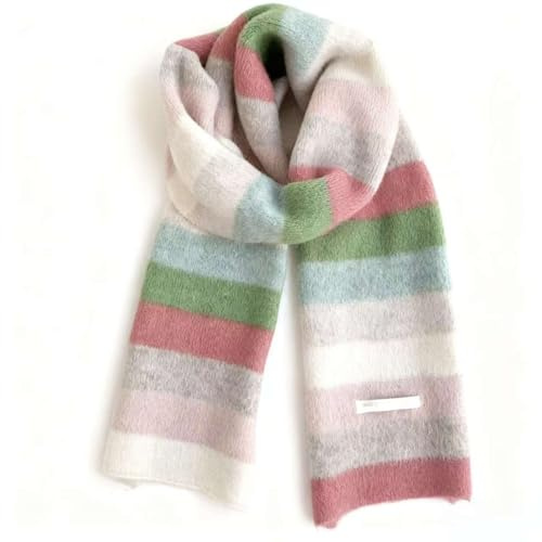 Mounteps Unisex Knitted Rainbow Striped Scarf - Elastic, Windproof & Snow-Resistant for Winter Warmth (C-20 * 150cm)
