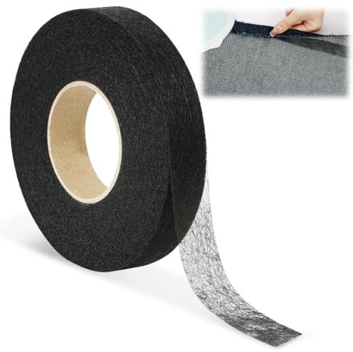 AOOSA 1 Rollo Cinta Dobladillo Plancha, 64 M x 2 CM | Reparación de Dobladillo sin Coser, Cinta para Cortinas, Bajo Pantalón, Ropa, Vestidos (Negro)
