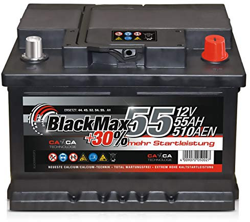 Autobatterie 12V 55Ah 510A Starterbatterie ersetzt 45Ah 50Ah 52Ah 54Ah 56Ah
