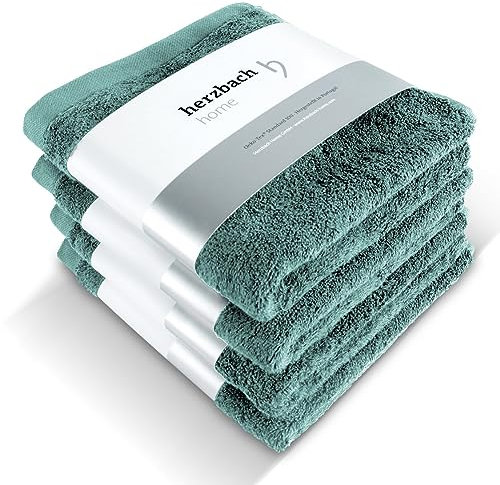 herzbach home Premium Handtücher 50 x 100 cm 4er-Set (Ozeangrün) – Hochwertige, weiche & saugstarke Handtücher in Bester Qualität – 100% natürliche Baumwolle