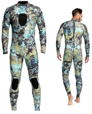 Wetsuits Mens 3MM Camo Neoprene Scuba Diving Unisex One Piece Sport Skin Spearfishing Full Suit (XXXXL)