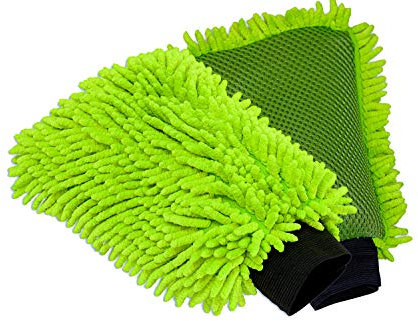 LUCFOR 2 in 1 Microfaser Waschhandschuh ideal für die Autowäsche, Weil er schonend zum Lack ist - 2 Stück