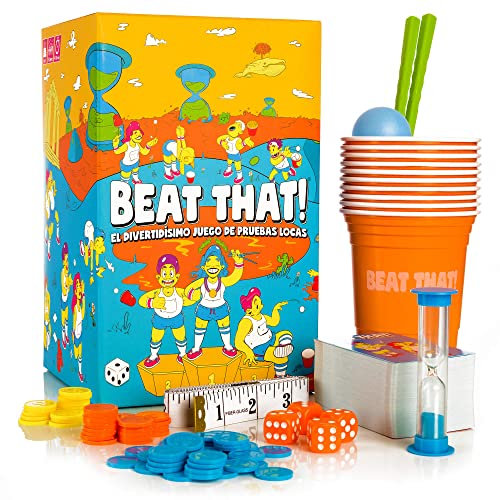 Beat That! Juego de Mesa - El divertidísimo Juego de Pruebas locas, Juegos de Mesa para Niños y Adultos - Juego de Mesa para Todas Las Ocasiones, Navidad, Año Nuevo, Noche de Juegos y Otras Fiestas