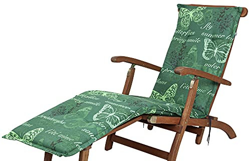 Kettler Polen KETTtex 2387 Auflage Deckchair Bali grün Schmetterlinge 190x49x6 cm (ohne Stuhl)