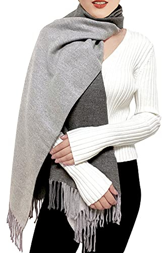 ehsbuy Bufanda de cachemira para mujer, mantones y envolturas de pashmina suaves, reversibles, largas, grandes, cálidas, gruesas, bufandas con borla para bodas, regalos de mujer