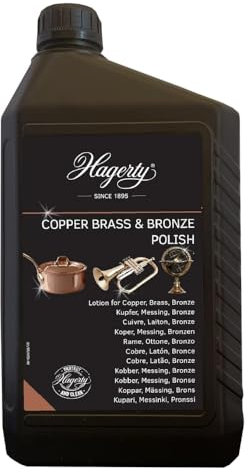 Hagerty COPPER, BRASS & BRONZE POLISH 2000ml I Effiziente Bronze Messing Kupfer-Politur für erneuerten Glanz I Polierpaste für Vasen Skulpturen Kupfergeschirr Dekorationsartikel Musikinstrumente usw