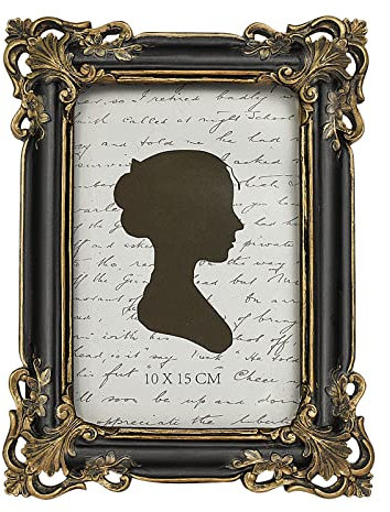 Vintage Picture Frame 4x6 Inch, Luxury Antique Photo Frames with Glass Front, Photo Display, Tabletop Wall Hanging, Gift Ideas, Black and Gold