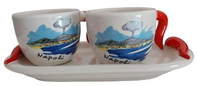 Generico Tazzine con Vassoio Napoli in Ceramica realizzate a Mano