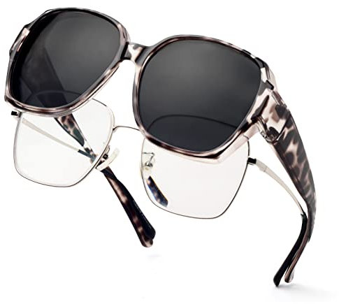 Face Shadow Polarisierte Überzieh Sonnenbrille Damen, Überbrille Sonnenbrille für Brillenträger, UV-Schutz Ultra Leicht Fit-Over Brille