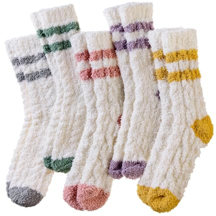 Velice Womens Fuzzy Socks Soft Cozy Fluffy Slipper Winter Warm Plush Sleeping Christmas Socks (White)