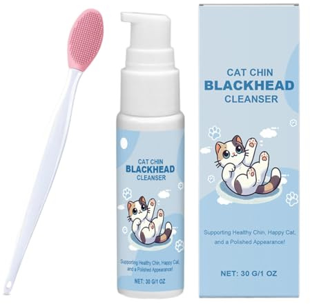 Juego de cuidado para el acné de gato, 30 g, crema con cepillo de limpieza que elimina suavemente la cabeza negra, nutre la barbilla y fresca de los gatos