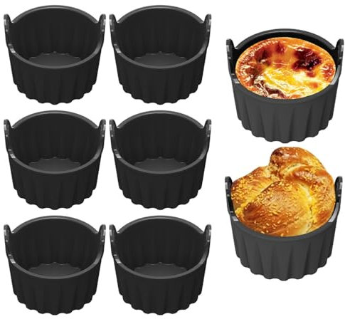 Silikonform Heißluftfritteuse, 8 Stück Auflaufförmchen für Luftfritteuse, Luftfritteuse Eierformen, Silikonform für Heißluftfritteuse, Wiederverwendbare Formen, für Pudding Eierkocher, Backen, Luftfri
