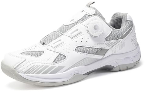 Sekiueo Badmintonskor Lättviktsbordtennis pickleballskor för män kvinnor All Court Sneakers Non-Marking Non-Slip,Grey,42 EU