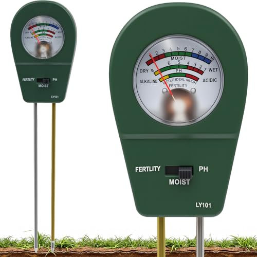 Medidor de Suelo 3 en 1, Medidor de Humedad/Fertilidad/pH del Suelo, Kit de Prueba de Suelo para Jardinería, Césped y Plantas de Exterior(No se Necesitan Baterías)
