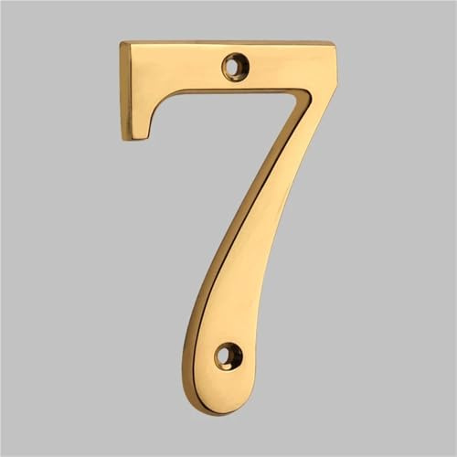 Numeri civici moderni in metallo da 4 pollici con viti in ottone dorato, numero civico in 3D, segno indirizzo per cassetta delle lettere per esterni, casa, appartamento, giardino(7)
