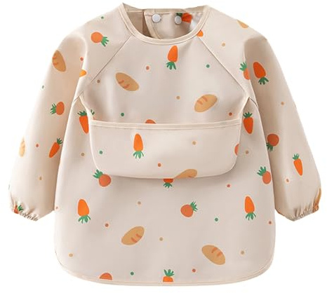 WJnflQN Babero de manga larga | 6-36 meses delantal de bebé con mangas suaves, impermeable, babero de comida y alimentación, delantal de lactancia | Para niñas y niños, niños pequeños