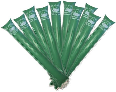 FUN FAN LINE - Confezione da 20 Paia di Applausi Gonfiabili Compostabili | 100% Ecologici e Biodegradabili per Feste, Calcio ed Eventi Sportivi | Bioplastica Vegetale (Verde)