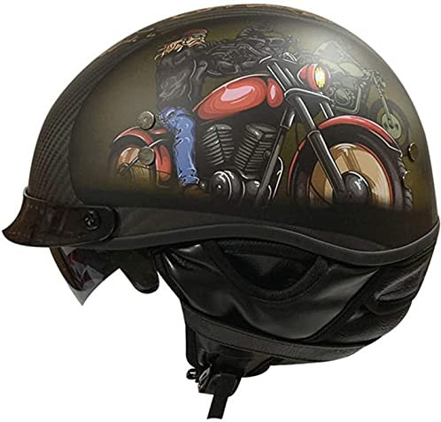 GAOZHE Casco de Motocicleta Cruiser de Media Cara con Visera desplegable, Visera extraíble y Hebilla de liberación rápida Medio Casco de Estilo alemán con certificación Dot