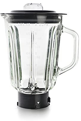 Lacor 69684 Carafe pour mixeur Complet, récipient en Verre, idéal pour Les zumos, Smoothies et crèmes, 4 Lames, Couvercle hermétique, 1,5 l