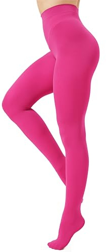 DUCMODA Collant Femme Taille Haute 80 denier Doux Semi Opaque Extensible rose vif,s