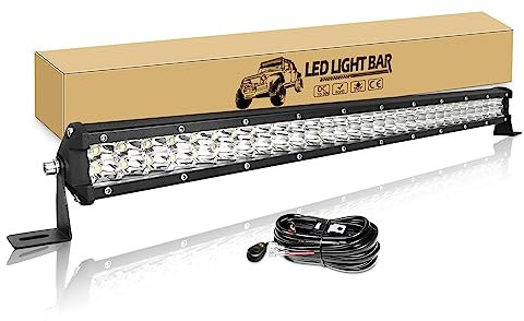 RIGIDON Led Arbeitsscheinwerfer Bar mit Kabelbaum, 24 Zoll 60cm 180W Wasserdicht Led Scheinwerfer 12V 24V für Auto Offroad Traktor SUV UTV ATV KFZ LKW Fahrzeuge 6000K Weiß Rückfahrscheinwerfer