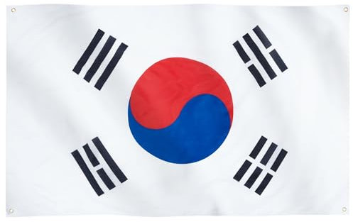 Runesol Südkorea Flagge, 91x152cm (3ft x 5ft), 4 Ösen, Koreanisches Neujahr, Republik Korea, Namhan, 대한민국 국기, Premium-Fahnen für drinnen und draußen, lebendige Farben,1 März-Bewegung