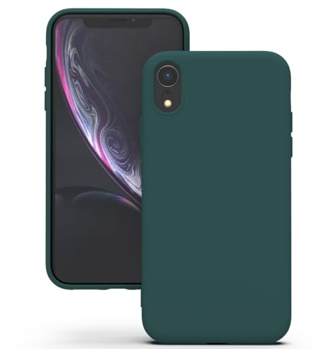 YATWIN Hülle für iPhone XR, Silikon Handyhülle mit Futter, 1mm Kamera und Displayschutz, Dünn & Leicht, Anti Kratzer Case, Grün