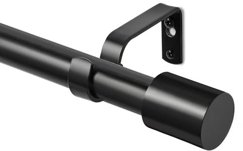 Deconovo Black Curtain Poles 168-305cm with Brackets and Finials, 25mm Extendable Decorative Curtain Rail, Sturdy Splicing Curtain Rod for Windows