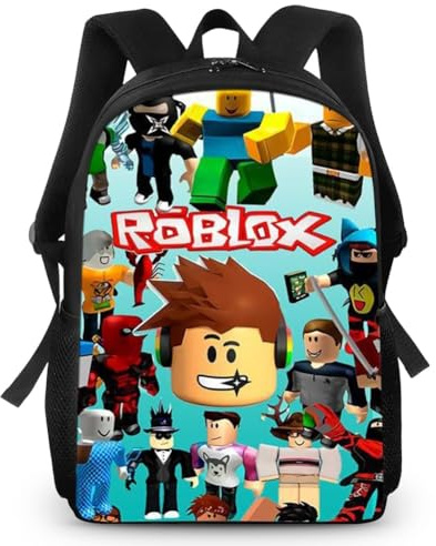 Robllox Sac à Dos d'école pour Enfants et Étudiant, Sac Imprimé 3D Dessin Animé Grande Capacité,Sac d'écoles léger et Ajustable pour l'école Primaire de Voyage pour Garçons Filles