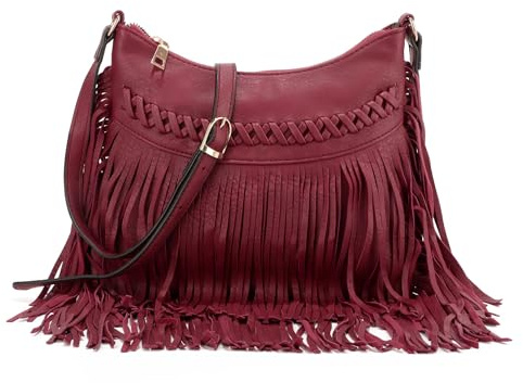 Jywmsc Sacs à Bandoulière en Cuir à Franges pour Femmes Sac à Main Western Grand Sac à Main Hobo Sacoche