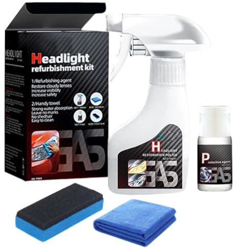 Générique Spray de Renovateur Phare Voiture, Kit Polish Phare Voiture, Nettoyant Phare Voiture Opaque pour Le Jaunissement, Flous et Rayés et Les Rayures (1 PCS)