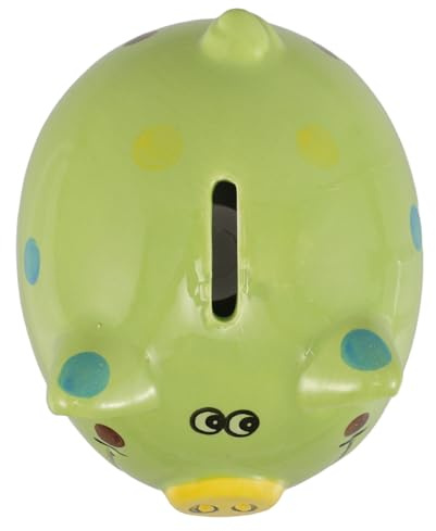 HOOTNEE Salvadanaio in Ceramica per a Forma di Maiale Salvadanaio Decorativo Facile Accesso Regalo Pratico per Ragazzi e Ragazze Colore Giallo-Verde 1 Pezzo