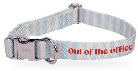 Fisura Justerbart hundhalsband med meddelande out of the Office nylon liten hund nylon halsband med zink snabbspänne 1,5 cm brett