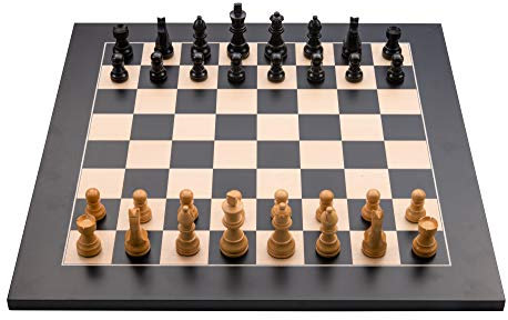 Luxus-Schachspiel aus eingelegtem Holz mit Schachfiguren (40 cm x 40 cm, Schwarz)