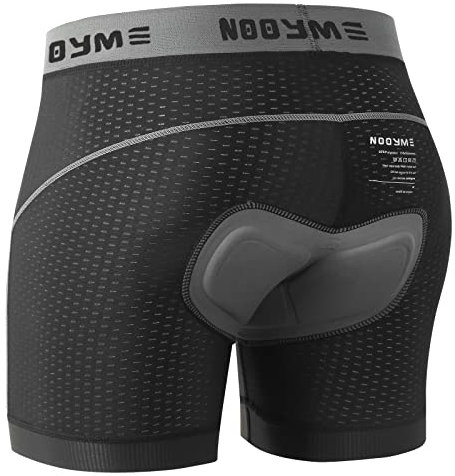 NOOYME Fahrradhose Herren Radunterhose Herren Schnelltrockende Radlerhose Herren mit Sitzpolster 4D Atmungsaktive Fahrradunterhose Herren Gepolstert Elastische Radhose Herren Schwarzgrau XL