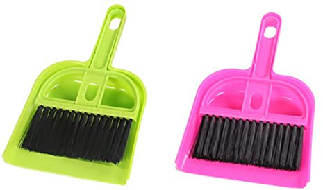 Mini-Kehrschaufel-Set, tragbare Kunststoffbürste, Reinigungs-Kehrschaufel für die Käfigreinigung von Tieren, Meerschweinchen, Kaninchen, Hamstern, Reptilien (rot+grün)