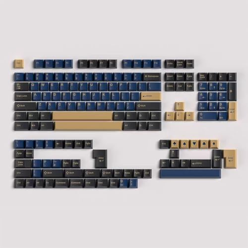 Double Shot Keycaps 163 Keys Cherry Profile Blue Samurai Keycap Set with 7u/6.25u Spacebar for ANSI/ISO Layout Cherry MX Switches Mechanical Gaming Keyboard
