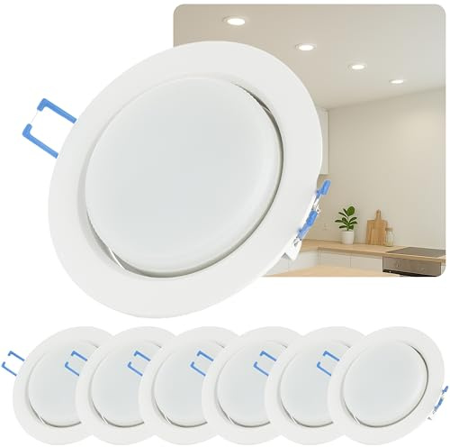 6x LED Einbaustrahler Flach 8,2W GX53 – 750 Lumen, Deckenstrahler 4000K Neutralweiß – 95mm Lochmaß, 108mm Außenmaß – Deckenspots Weiß Matt – Ultra Slim Deckenleuchte