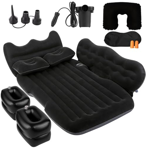 Onirii Inflatable Car SUV Air Mattress Back Seat Bed with Air Pump,Portable Thickened Car Travel Camping Sleeping Air Mattress Blow Up Bed for Car Universal SUV