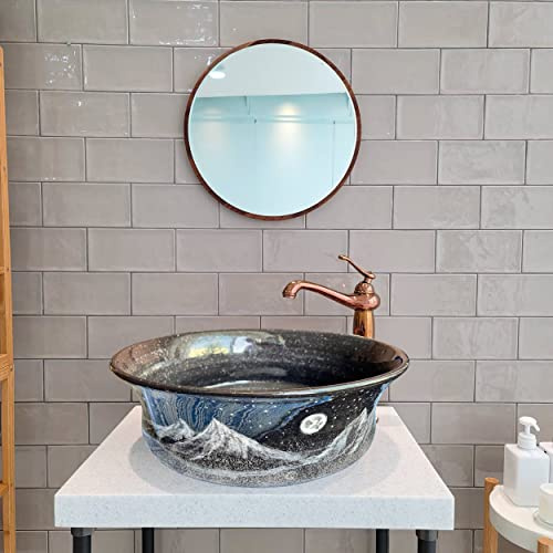 Bathroom Unique Night & Moon Washbasin, Ceramic Vessel Sink, Above Countertop Basin, Bowl Sink, Guest Bathroom Renovation, Vanity Washstand