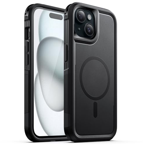 JETech Hülle für iPhone 15 Plus 6,7 Zoll Kompatibel mit MagSafe, Schwerlast Dual Layer Robust Schutz, Stoßfeste Schützende Harte Magnetisch Handyhülle (Schwarz)